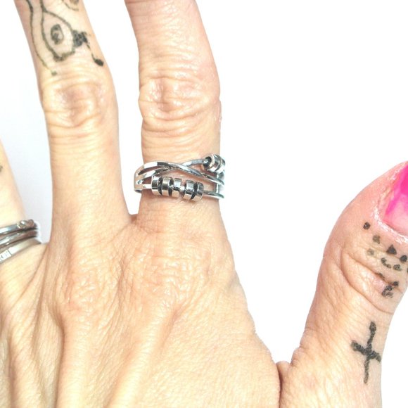 ˚˖𓍢Unisex Silver Fidget Spinner Anxiety ADHD Stress Relief Restless Energy Ring - Picture 5 of 6